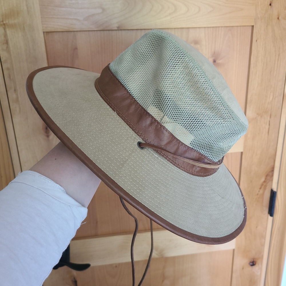 Vintage Dorfman Pacific 100% Cotton LARGE Tan Safari Outdoors Fishing Hat L